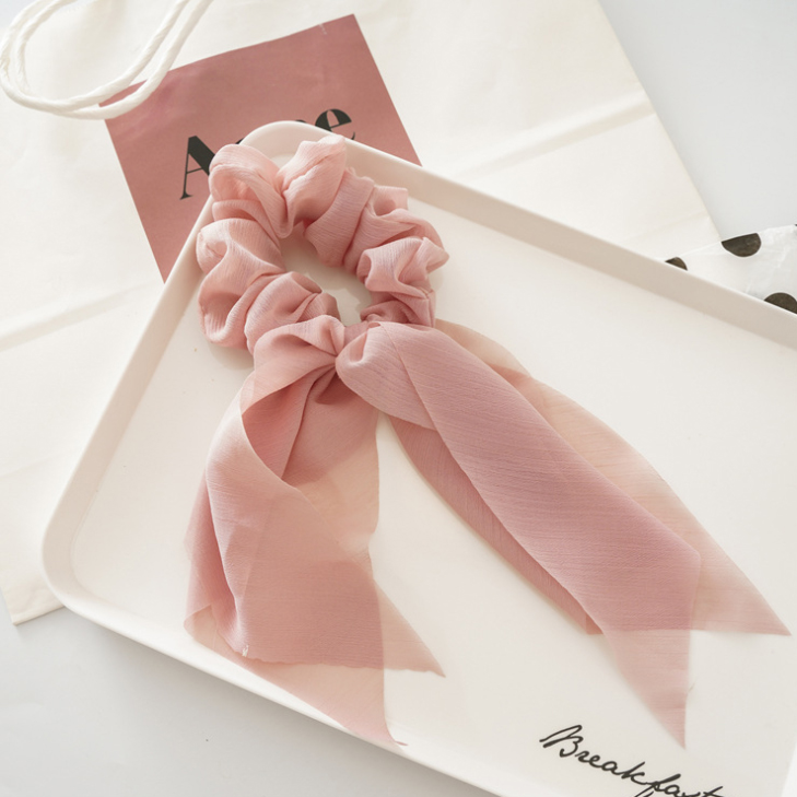 Dây buộc tóc Scrunchies lụa dáng dài dễ thương HD78