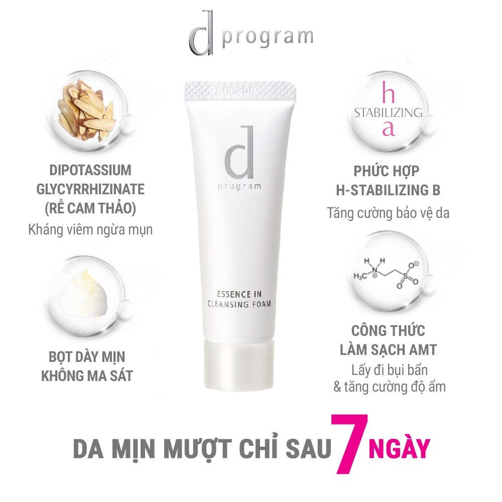 Sữa rửa mặt D Program tạo bọt dưỡng da Essence In Cleansing Foam 120g
