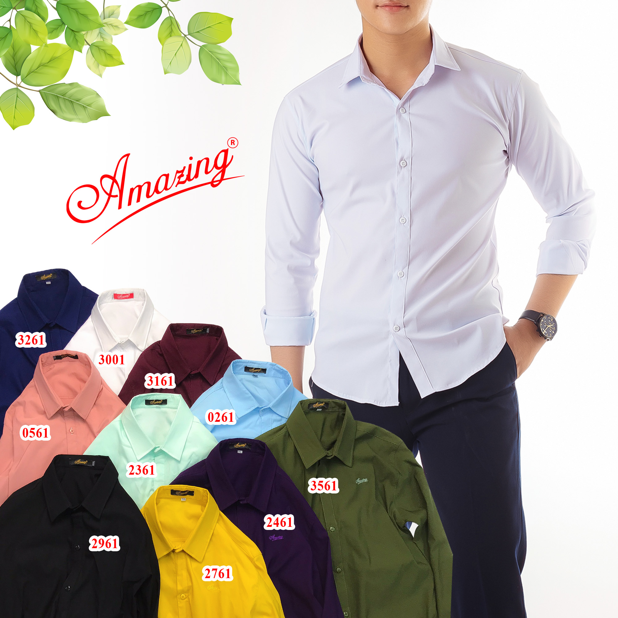 Áo sơ mia nam slim fit Amazing, vải kate thun co giãn 04 chiều, tay dài, màu sắc da dạng