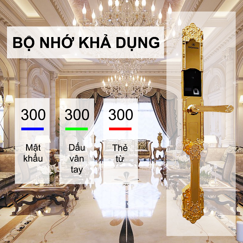 Khóa cửa vân tay vàng 24K Gigasun X1G  - Sang trọng, Đẳng cấp