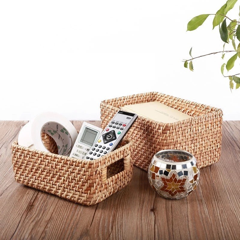 Giỏ mây đan đa năng BAMBOOO ECO đựng đồ có tay cầm trang trí decor