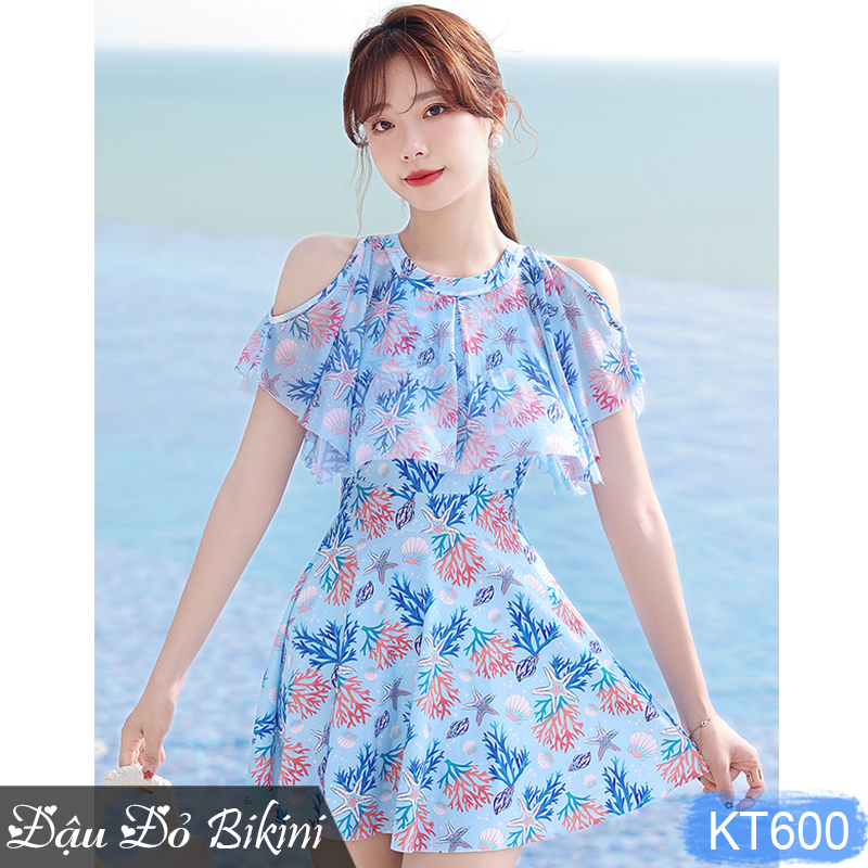 Đồ bơi nữ một mảnh cao cấp, dáng váy liền thân và cánh dơi tinh tế, áo tắm trẻ trung nhẹ nhàng, chất thun bơi lạnh Lycra đàn hồi ôm sát gọn gàng| KT600