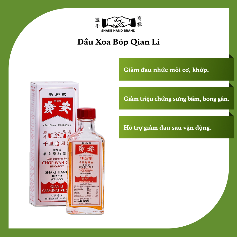 Dầu xoa bóp Singapore Shake Hand Qian Li cực nóng mạnh, hỗ trợ chuyên sâu tình trạng đau khớp & đầu gối nghiêm trọng