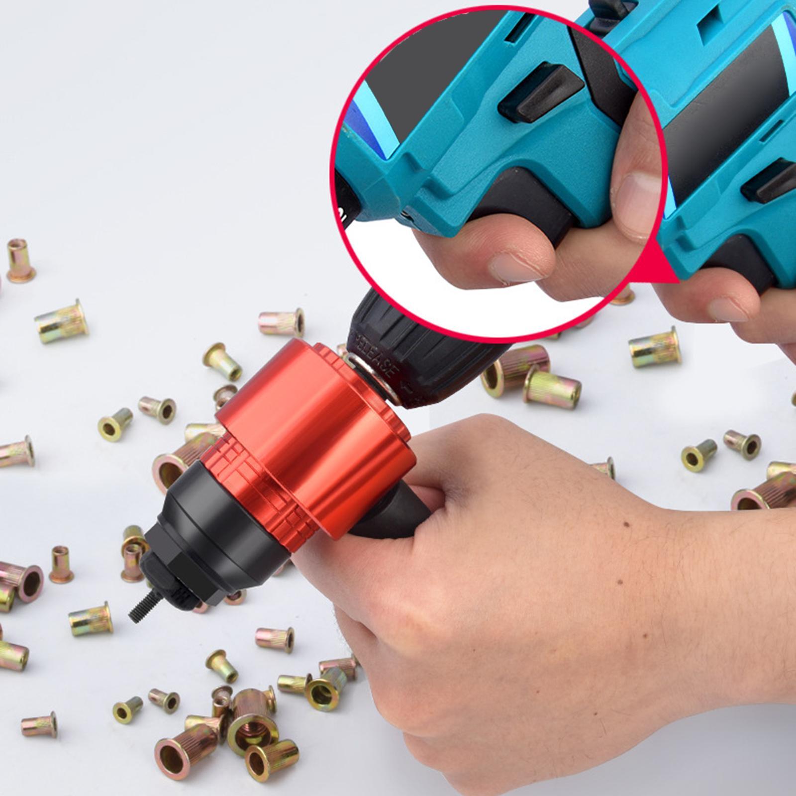 Cordless Drill Electric Rivet Nut Gun Adapter Power Tools M3 M4 M5 M6 M8 Non-Slip Handle Compact Professional for Home Carpenter Outdoor