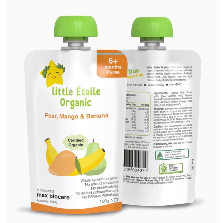 Thực phẩm ăn dặm hữu cơ Little Étoile Organic DATE T6.2023