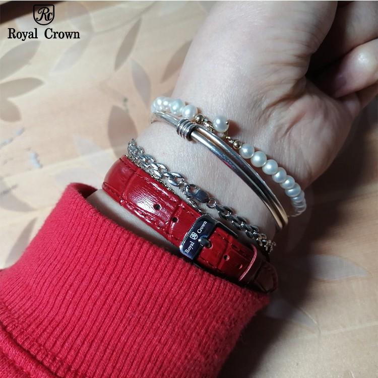 Đồng Hồ Nữ Chính Hãng Dây Da Royal Crown 3635 Chống Nước Chống Xước
