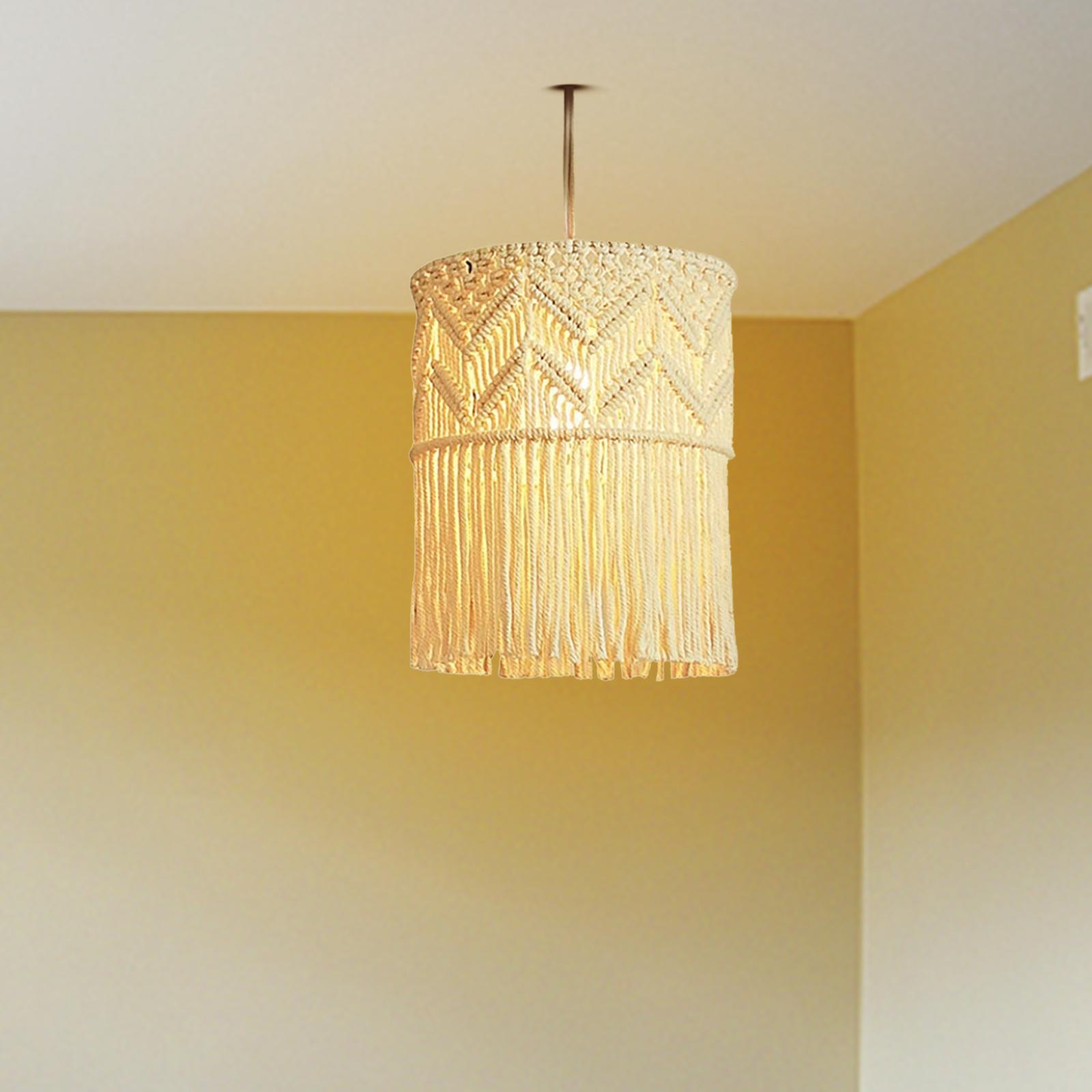 Handwoven Macrame Pendant Lamp Chic Bedroom Lamp