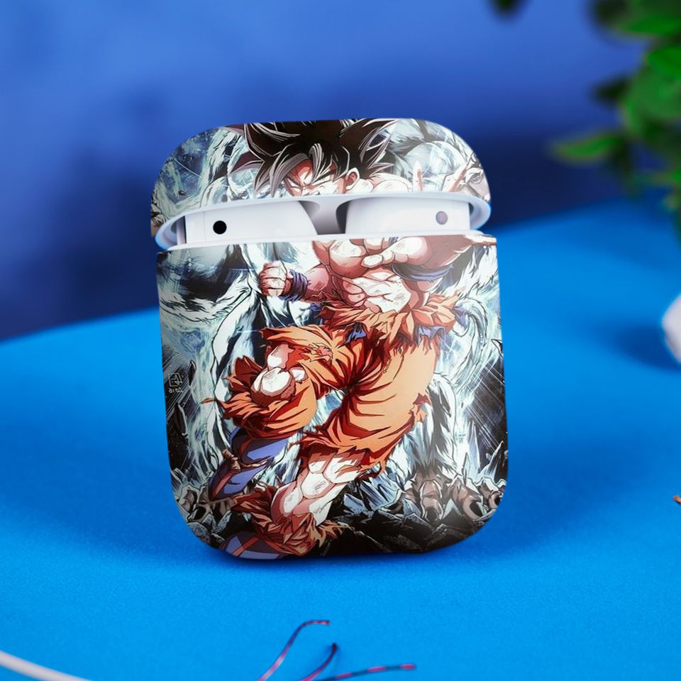 Miếng dán skin chống bẩn cho tai nghe AirPods in hình Songoku Dragon Ball - 7vnr001 (bản không dây 1 và 2)