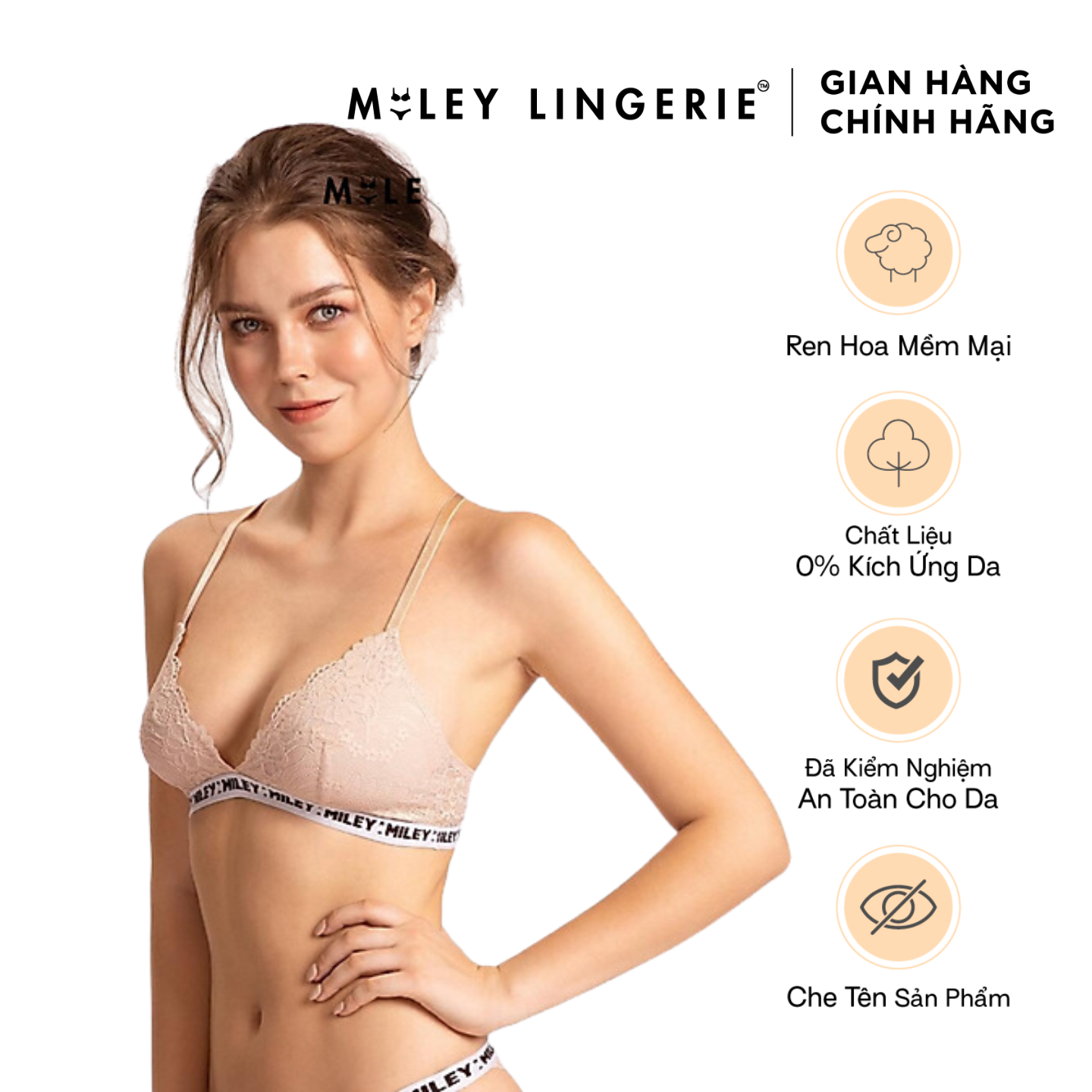 Áo Ngực Nữ Không Gọng Full Ren Sporty Sexy Miley Lingerie BRL_12