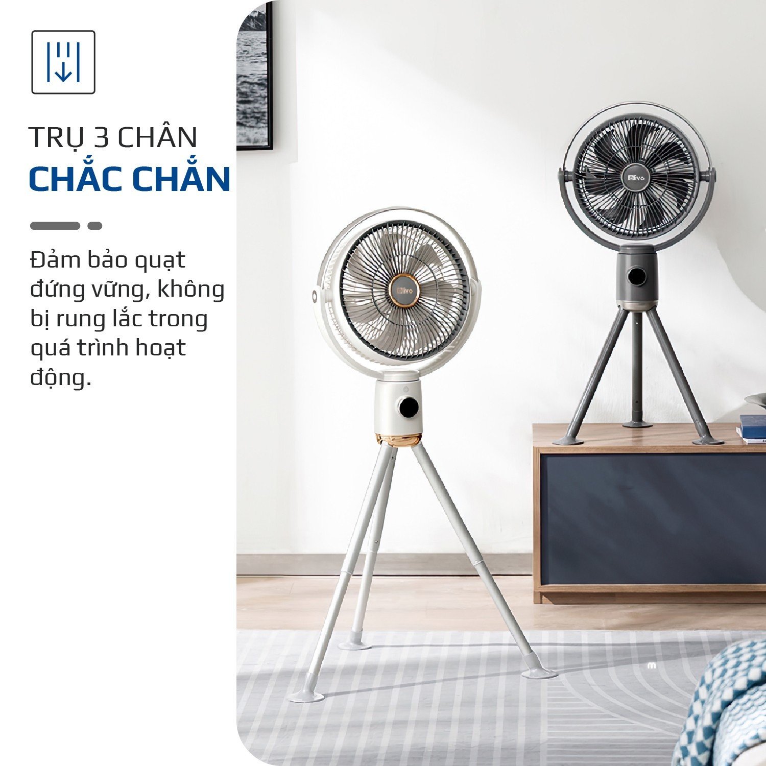 Quạt Sạc Không Dây Cao Cấp, Quạt Tuần Hoàn Không Khí OLIVO WF1 – Chạy Êm, Sạc Nhanh 2.5 Giờ, Hoạt Động Bền Bỉ 48h – Gấp Gọn (Model New) - Hàng Chính Hãng