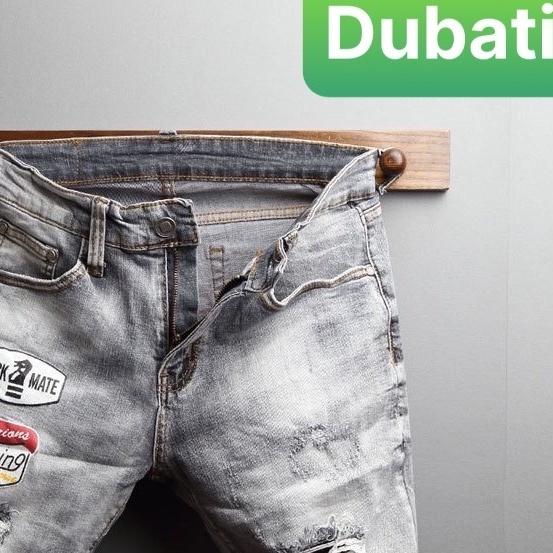 QUẦN SHORT JEAN NAM, QUẦN SỌT JEAN PHỐI LOGO THÊU CÁ TÍNH THỜI TRANG CAO CẤP - DB 180- DUBATI FASHION