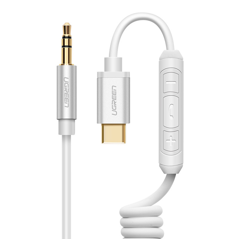 Cáp USB-C sang AV 3.5mm dạng dây xoắn dài 0.5m-1m UGREEN AV143 - Hàng Chính Hãng