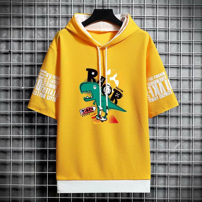 Áo Hoodie Tay Ngắn In Hình Khủng Long Thời Trang 2021 Cho Nam