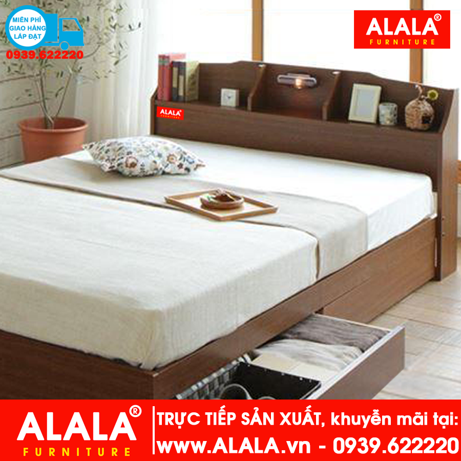 Giường ngủ ALALA18 gỗ HMR chống nước - www.ALALA.vn - 0939.622220