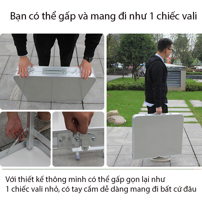 Bộ Bàn Ghế Xếp Dã Ngoại Du Lịch Gấp Gọn Kiểu Vali Bàn Gấp Du Lịch Dã Ngoại Xếp Gọn Liền Ghế Khung Nhôm - Bộ 1 bàn 4 ghế