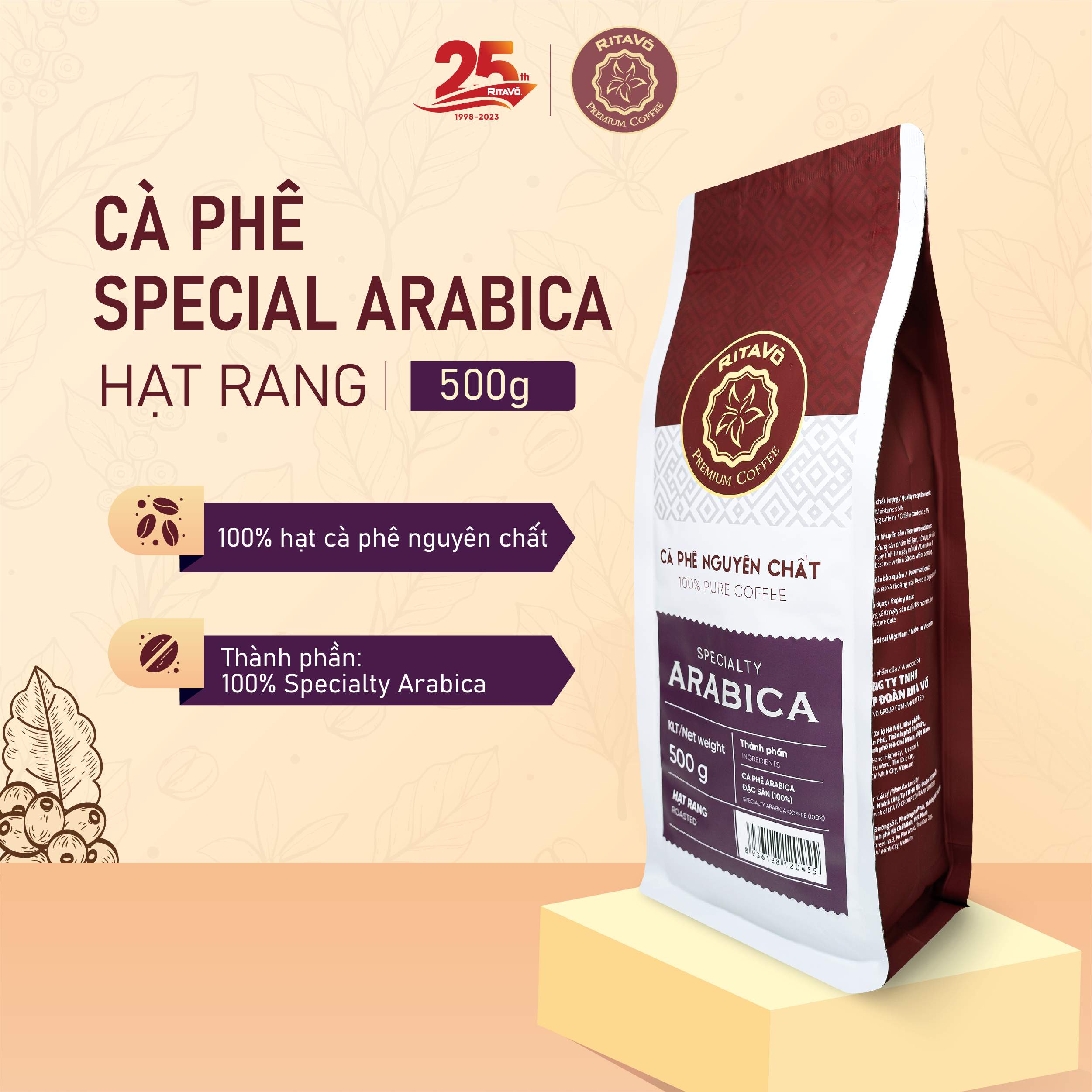 Cà phê hạt rang Rita Võ Cafe Specialty Arabica 500g