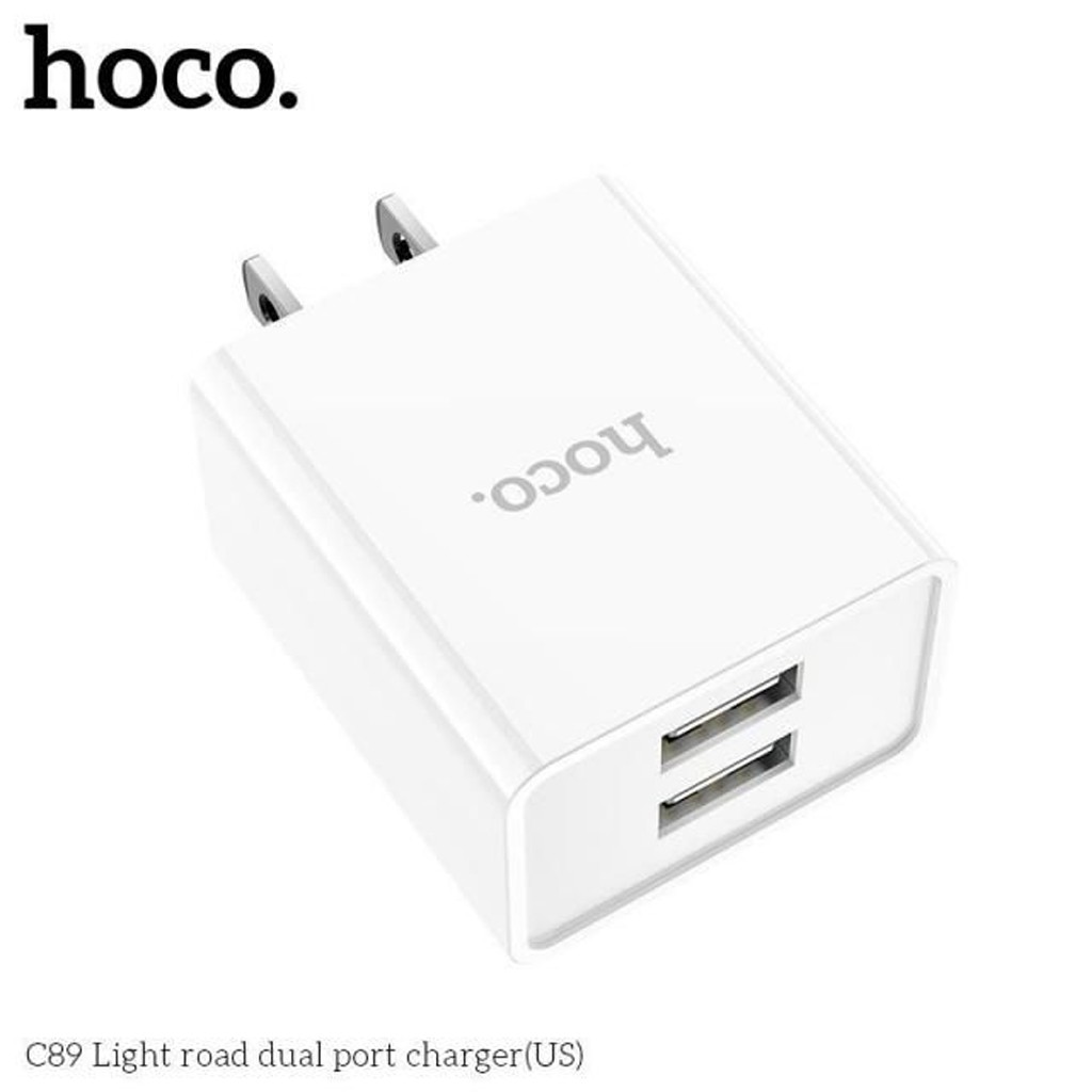 Củ Sạc Dành Cho Hoco C89 2 Cổng USB, Sạc Nhanh 2.1A Max, Chân Cắm Tiêu Chuẩn US, Nhựa ABS Và PC Chống Cháy Nổ - Hàng Chính Hãng