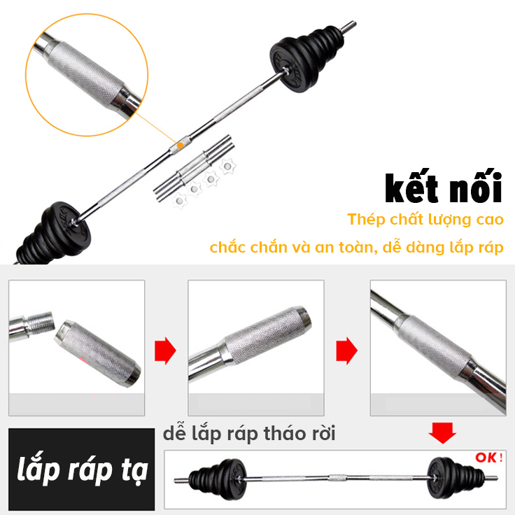 OneTwoFit Bộ Tạ Tập Tay Tạ Đẩy 50kg tạ tập gym tập thon tay, dụng cụ gym đa năng Tạ tay tạ đẩy OT043PZ