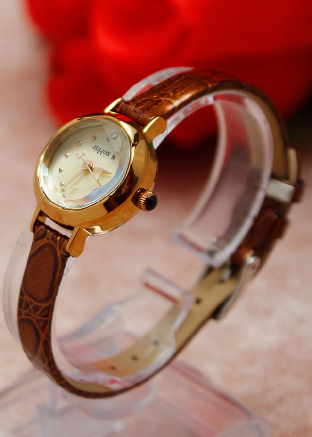 Đồng Hồ Nữ Julius Hàn Quốc JA-482B Dây Da Màu Nâu