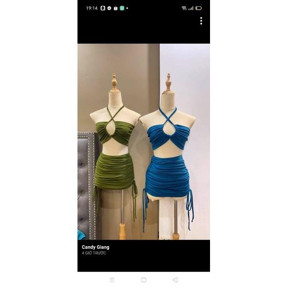 Bikini, Đồ Bơi Đi Biển Hai Mảnh Áo Buộc Dây Quần Rút Hai Bên Hông Rẻ Đẹp ODERI MS878