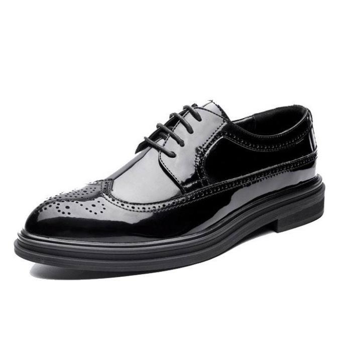 Giày Tây Nam DECEMBER Wingtip Derby Da Bóng - Black