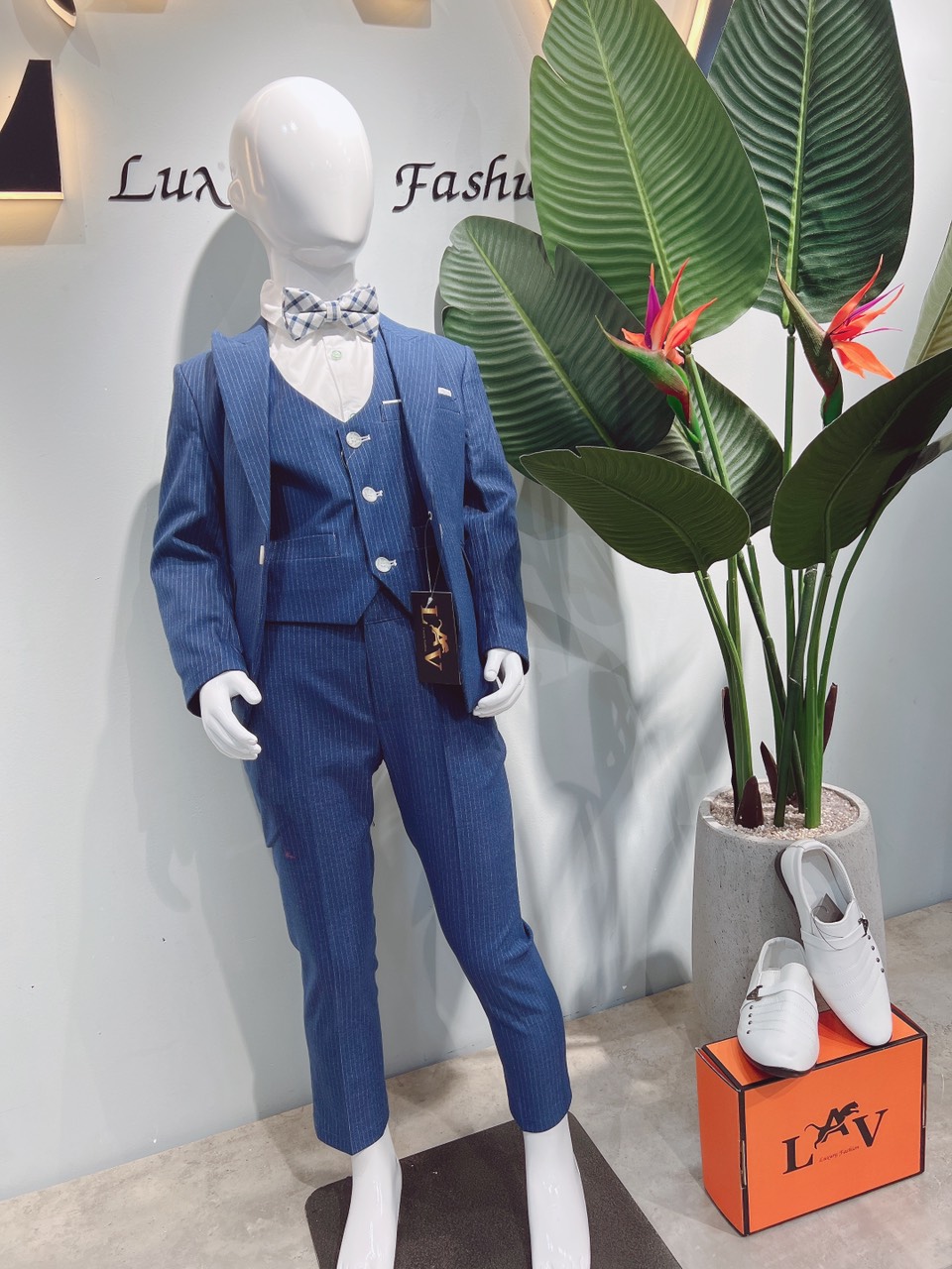 Vest bé trai cao cấp màu Xanh MS2015