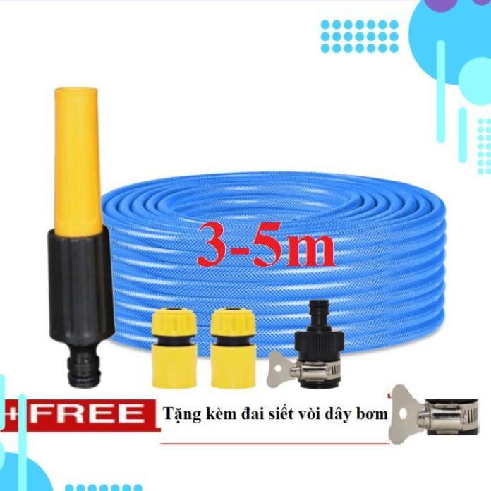 Bộ dây vòi xịt nước rửa xe, tưới cây . tăng áp 3 lần, loại 3m, 5m 206622-5 cút sập,nối đen+ tặng đai