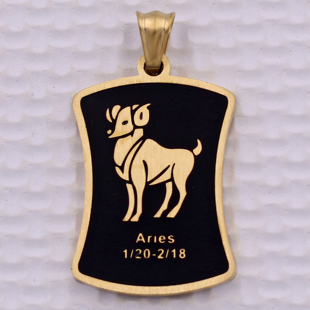 Mặt dây chuyền cung Bạch Dương  inox vàng kèm dây chuyền inox vàng, Cung hoàng đạo