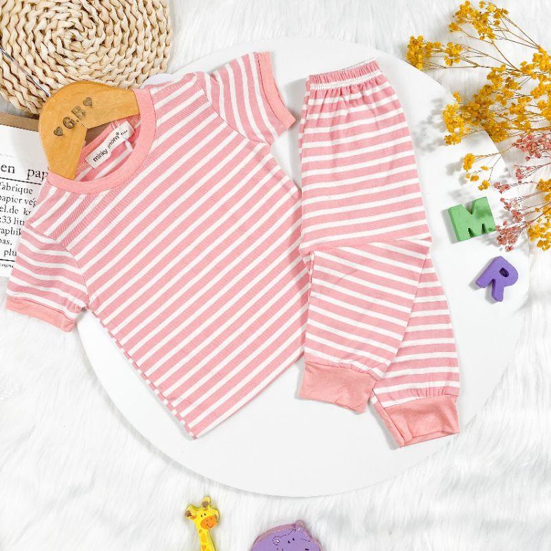 BỘ TAY NGẮN QUẦN DÀI THUN LẠNH SỌC DỆT ( CÓ SIZE ĐẠI) MINKY MOM MỀM MỊN CHO BÉ TỪ 7-32KG