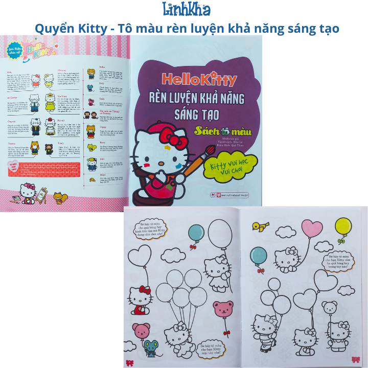 Tập Tô Màu Và Dán Hình Đề Can Sticker Hello Kitty và Pony