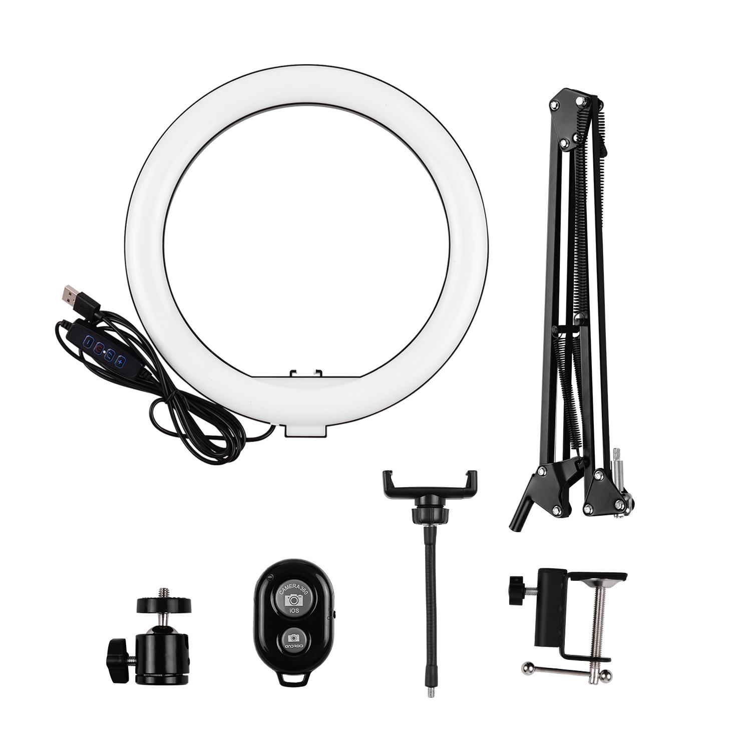 Đèn LED vòng nhỏ 10 inch Chụp ảnh, Ánh sáng lấp đầy 3 Chế độ chiếu sáng USB có thể điều chỉnh độ sáng Được hỗ trợ ánh sáng clip-on linh hoạt