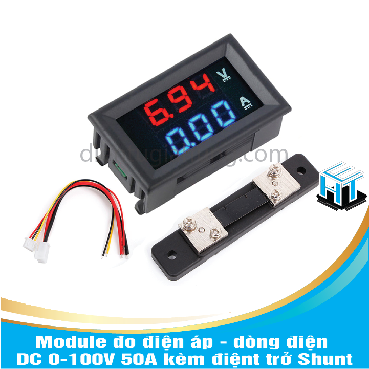 Combo 1 Cái Module đo điện áp - dòng điện DC 0-100V 50A kèm 1 Cái điệnt trở Shunt