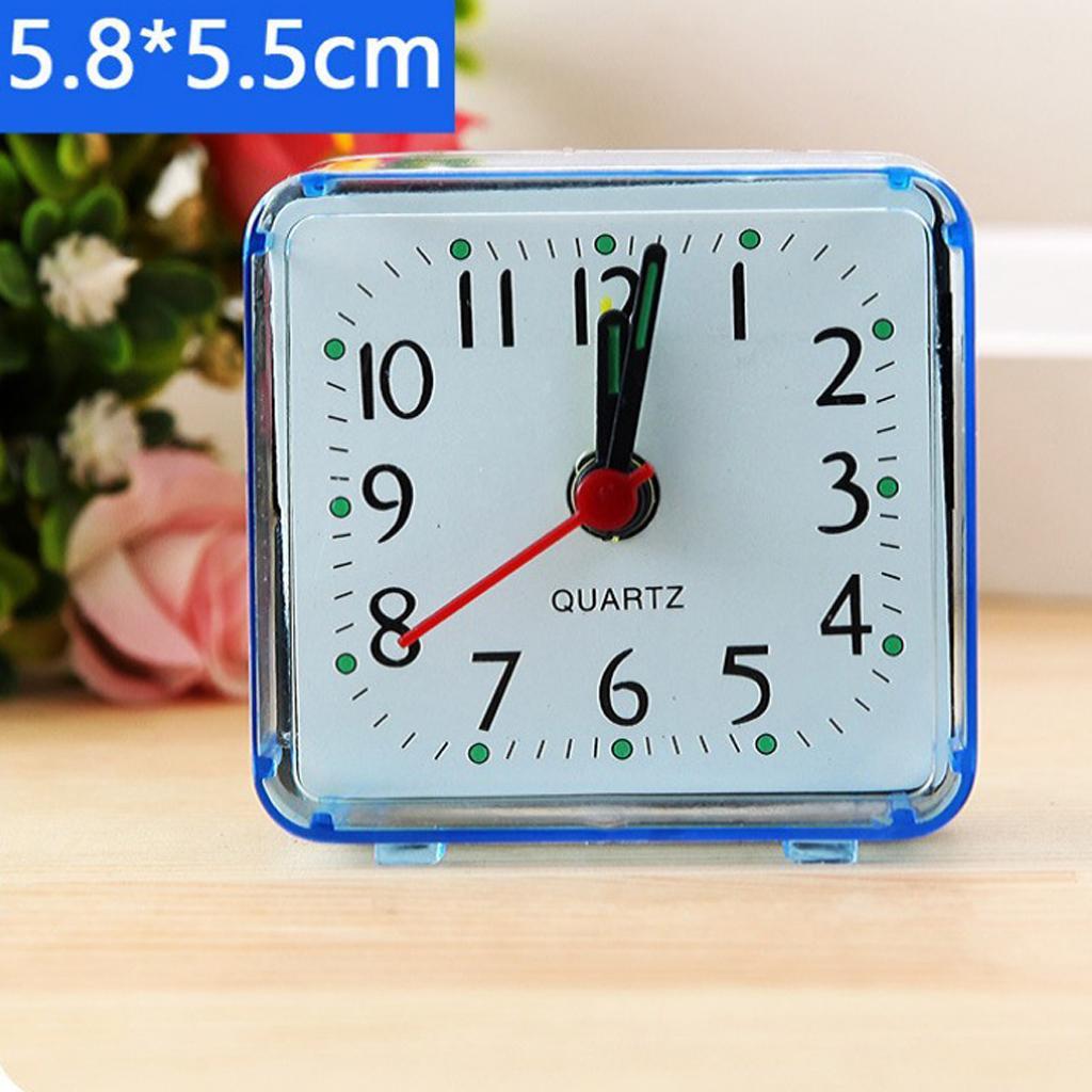 2X Mini Square Quartz Clock Travel Alarm Clock Bedroom Home Table Clock Blue
