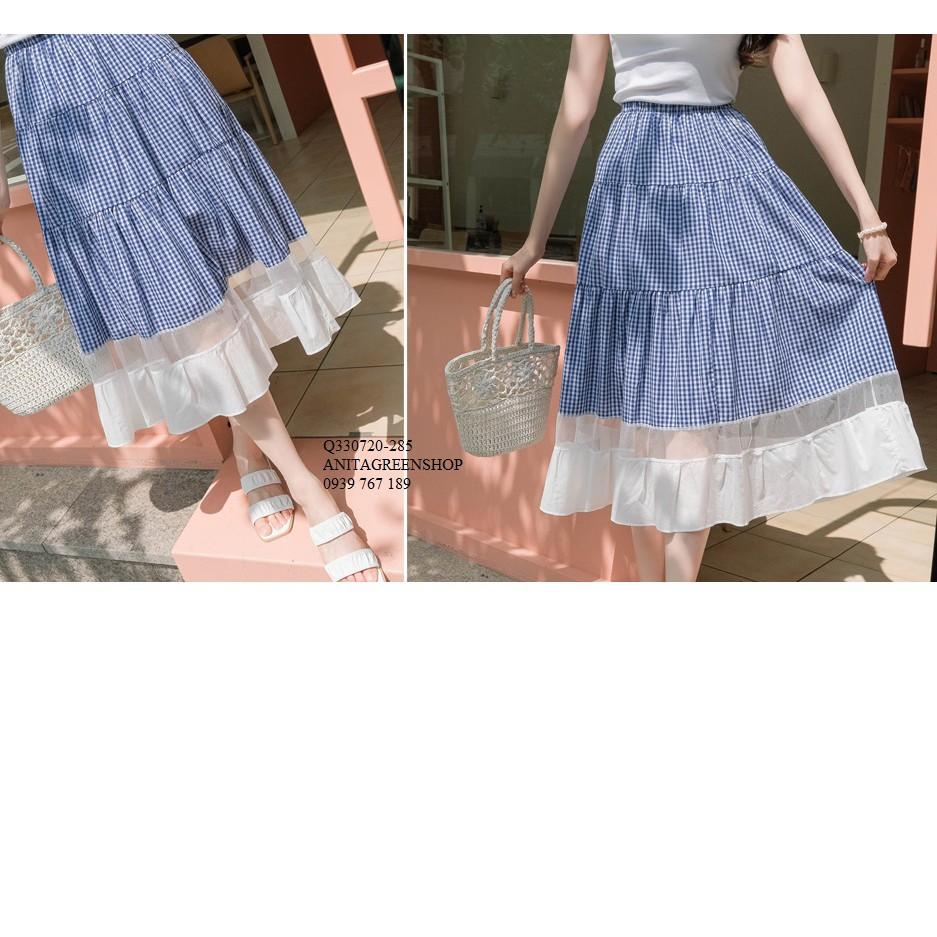 Q330720 CHÂN VÁY XÒE PHỐI CARO