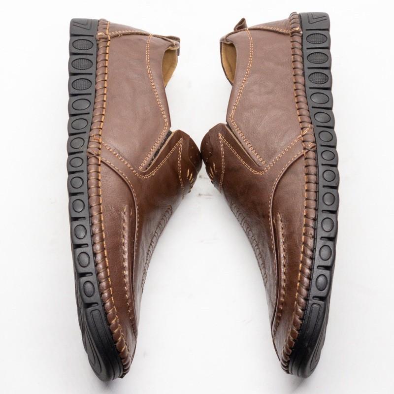 Giầy lười nam màu nâu siêu mềm Tomshoes, cam kết da thật 100%