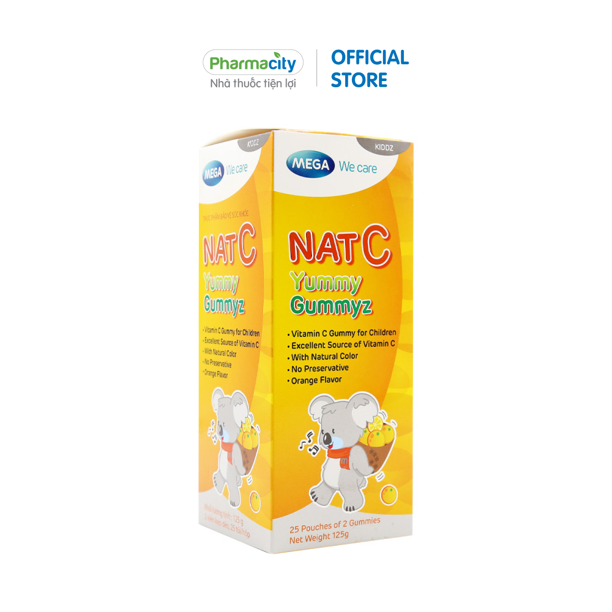 Kẹo dẻo bổ sung vitamin C cho trẻ giúp tăng cường sức đề kháng Nat C Yummy Gummyz (125g)