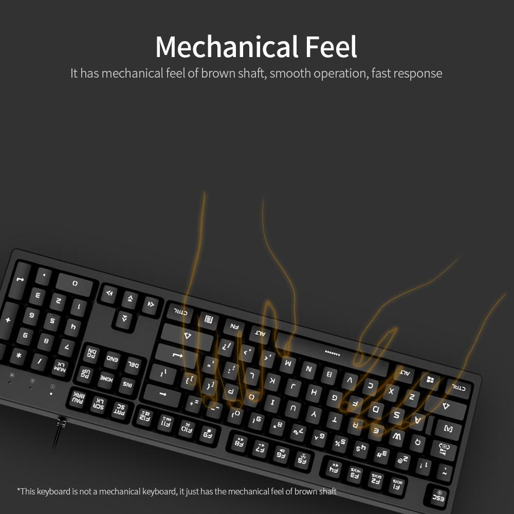 Bàn phím có dây DSK100 104 phím chơi game văn phòng Bàn phím tiện dụng với tay cơ màu trắng Đèn nền màu hồng