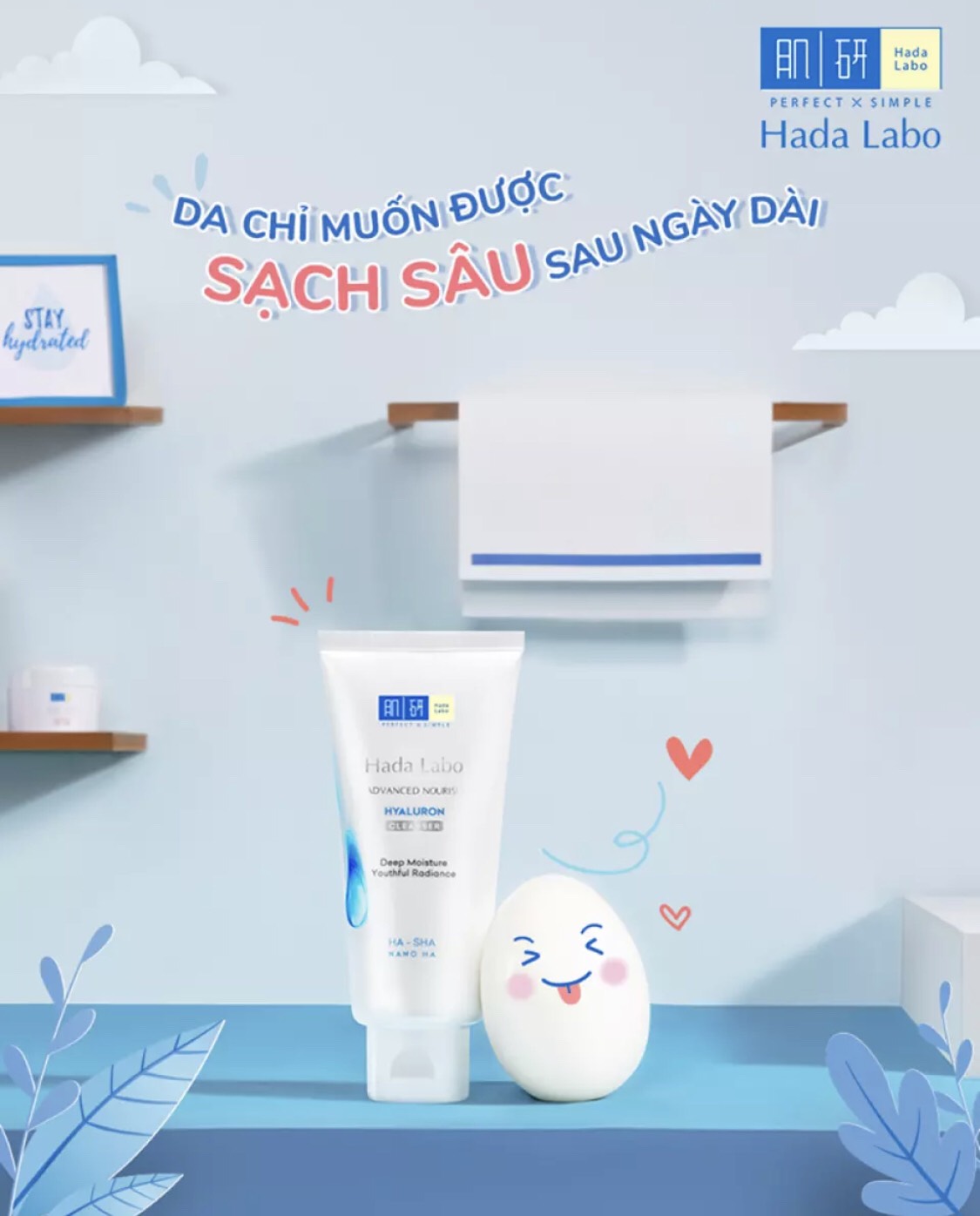 Sữa Rửa Mặt Giữ Ẩm Hada Labo ADVANCED NOURISH Hyaluron Cleanser 80g