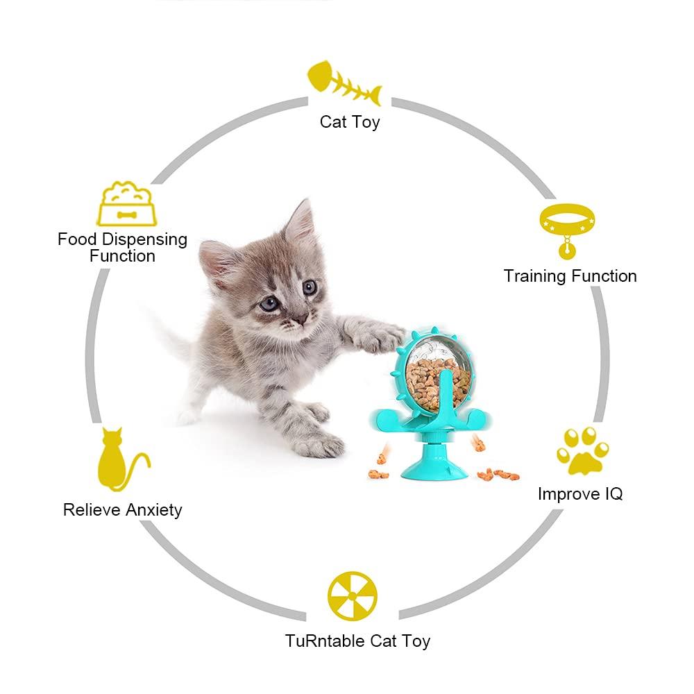 Đồ chơi mèo cối xay gió, đồ chơi mèo, đồ chơi mèo tương tác, bánh xe Ferris, phân phối thức ăn, đồ chơi mèo thẳng đứng 360 °