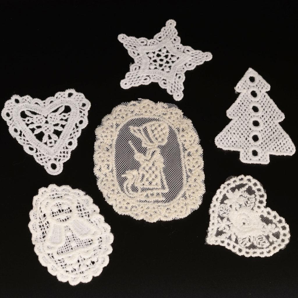 Bộ 15 Miếng Các Loại Trắng Ren Thêu Miếng Dán May Táo Viền Thủ Công DIY