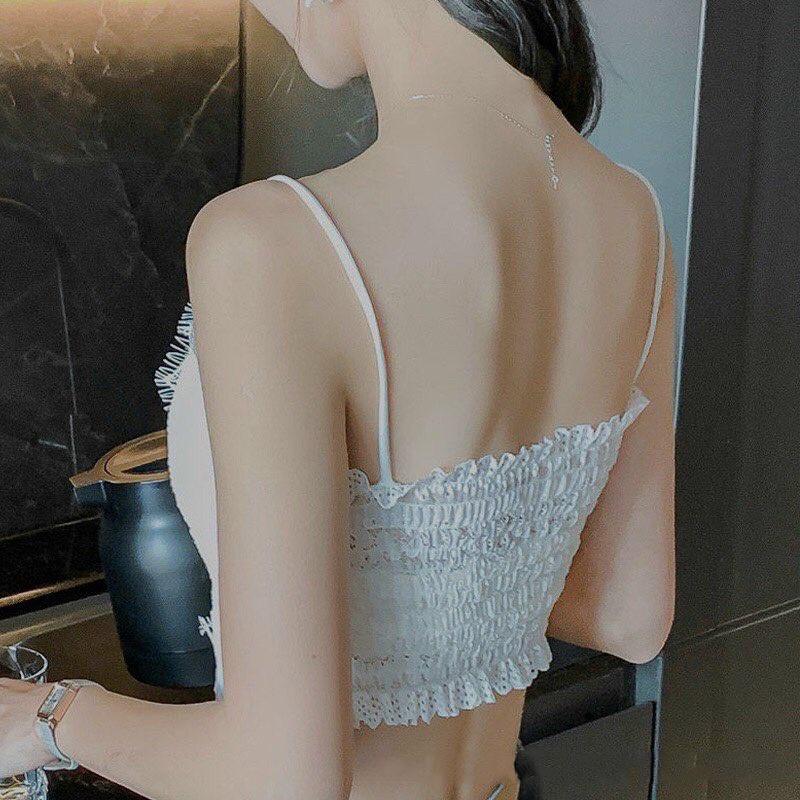 Áo hai dây ren sợi bún sexy đệm mỏng cao cấp Bra nữ có mút ngực cute hàn quốc HIJUNE CT12