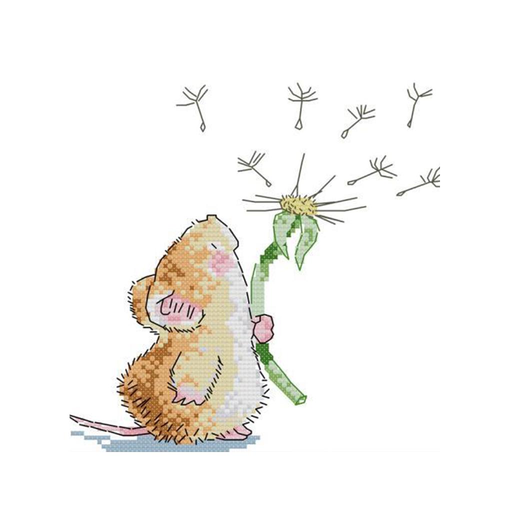 Cross Stitch Kit Printed Mouse Dandelion Pattern 11CT 14CT Counted for Adults