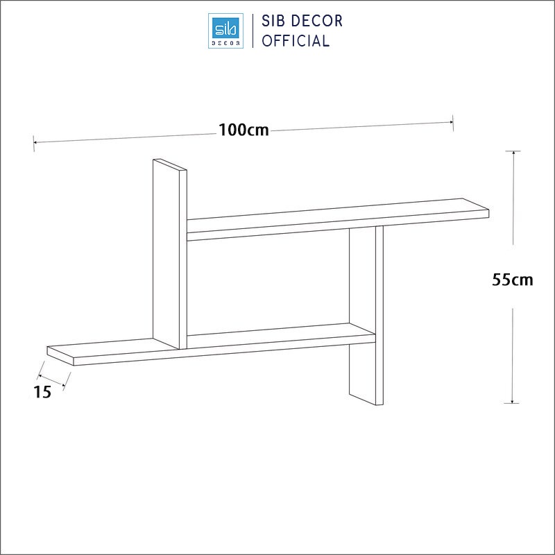 Kệ Gỗ Trang Trí Treo Tường 2 Tầng Cách Điệu Độc Đáo SIB Decor
