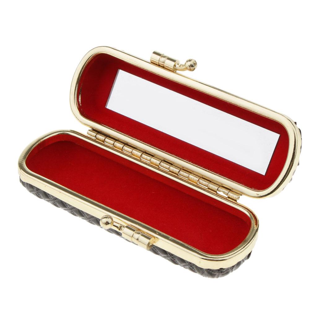 Diamond Elegant Ladies Lipstick Case with Mirror Purse Lip Stick Lip Gloss Holder 3.7x1.4x0.98 inch