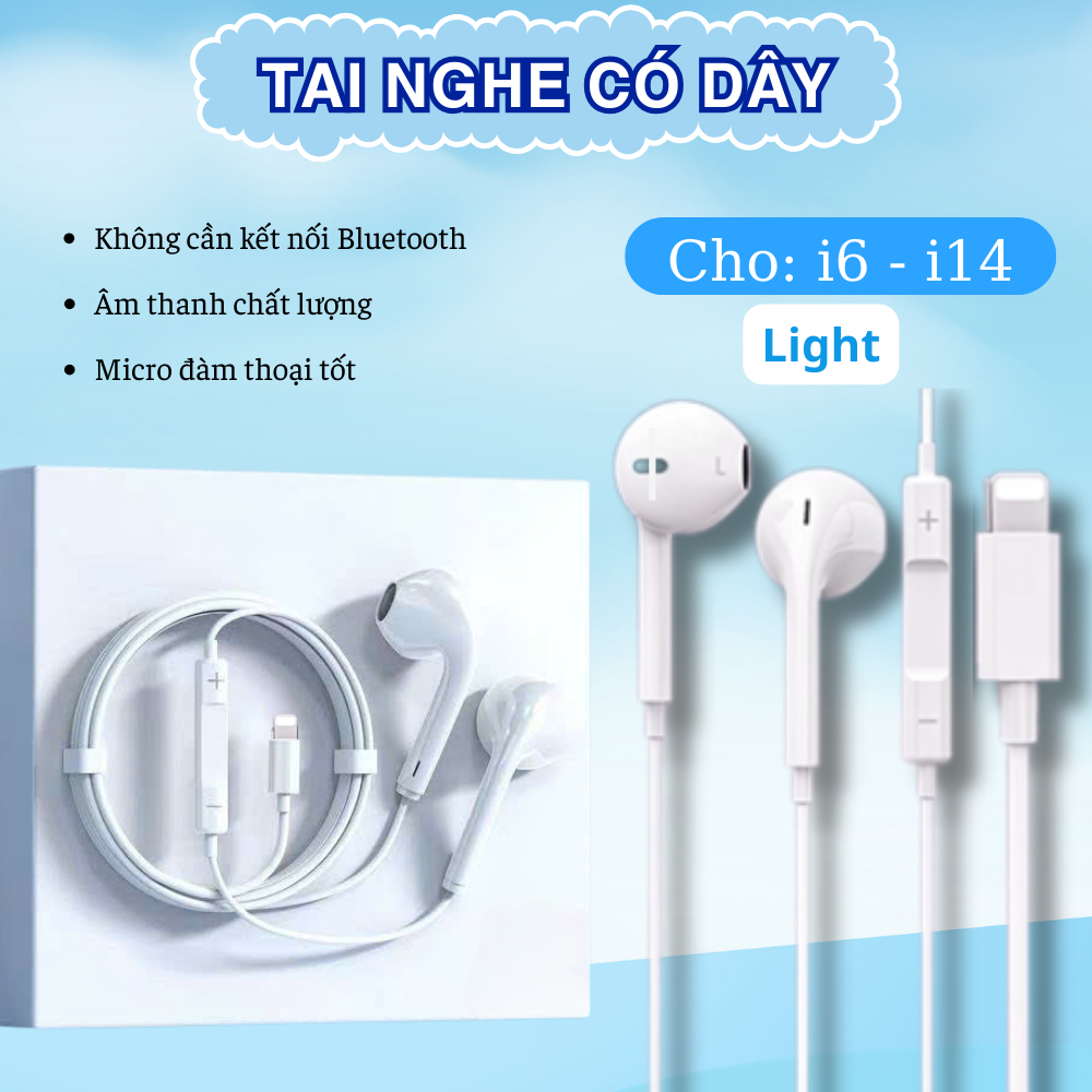 Tai nghe điện thoại Iphone cổng Lightning, dùng cho từ iphone 7 đến iphone 14 pro max - Hàng chính hãng