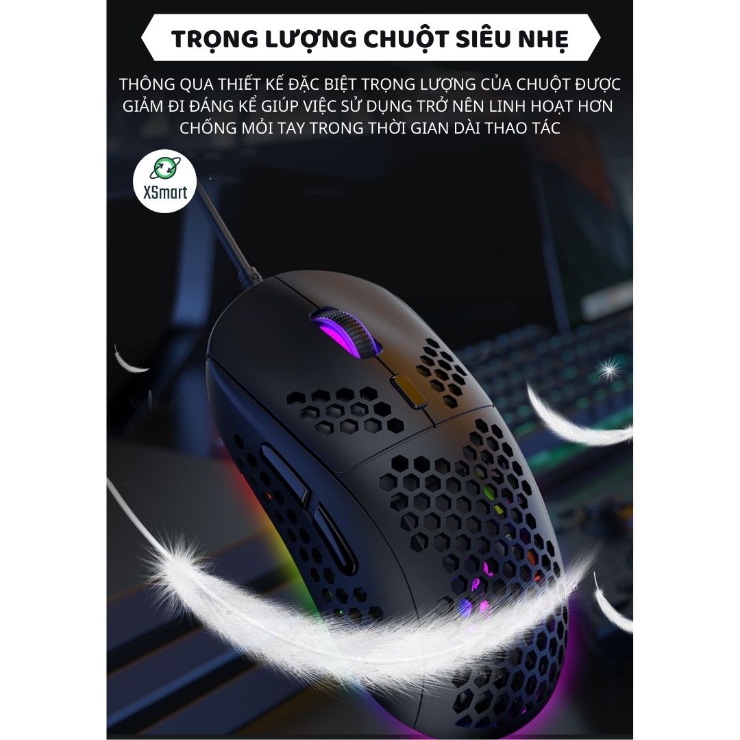 Bộ bàn phím chuột cơ gaming XSmart cao cấp LED nhiều màu tương thích máy tính laptop pc K2 + M8 (đen) - Hàng Chính Hãng