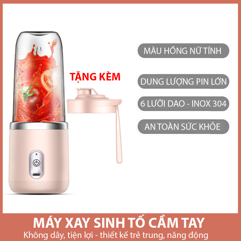 Máy Xay Sinh Tố Cầm Tay Mini Đa Năng 6 Lưỡi Inox 304 SeaSy SS76 – TẶNG Kèm Nắp Cốc Quai Silicone, Máy Xay Thịt, Xay Đá, Xay Sinh Tố Cầm Tay Không Dây Tiện Lợi Cao Cấp Xay Cực Nhanh - Hàng Chính Hãng