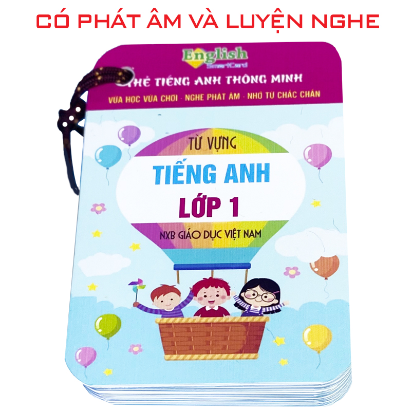 4 Bộ flashcard Tiếng Anh Lớp 1 2 3 khổ A7, có phát âm và hình ảnh sinh động