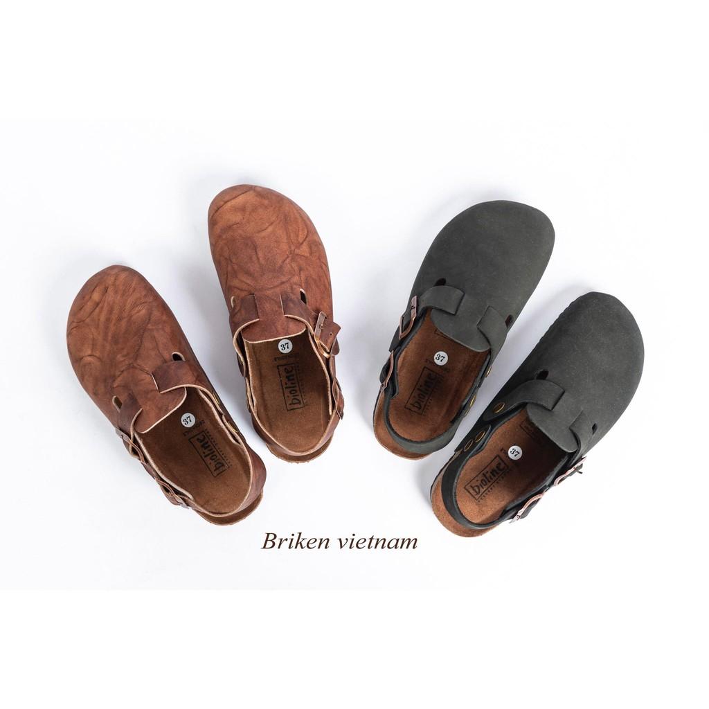 A01-Dép da bò Sục có quai Birken Bioline Unisex (Đế trấu) - Bioline Store