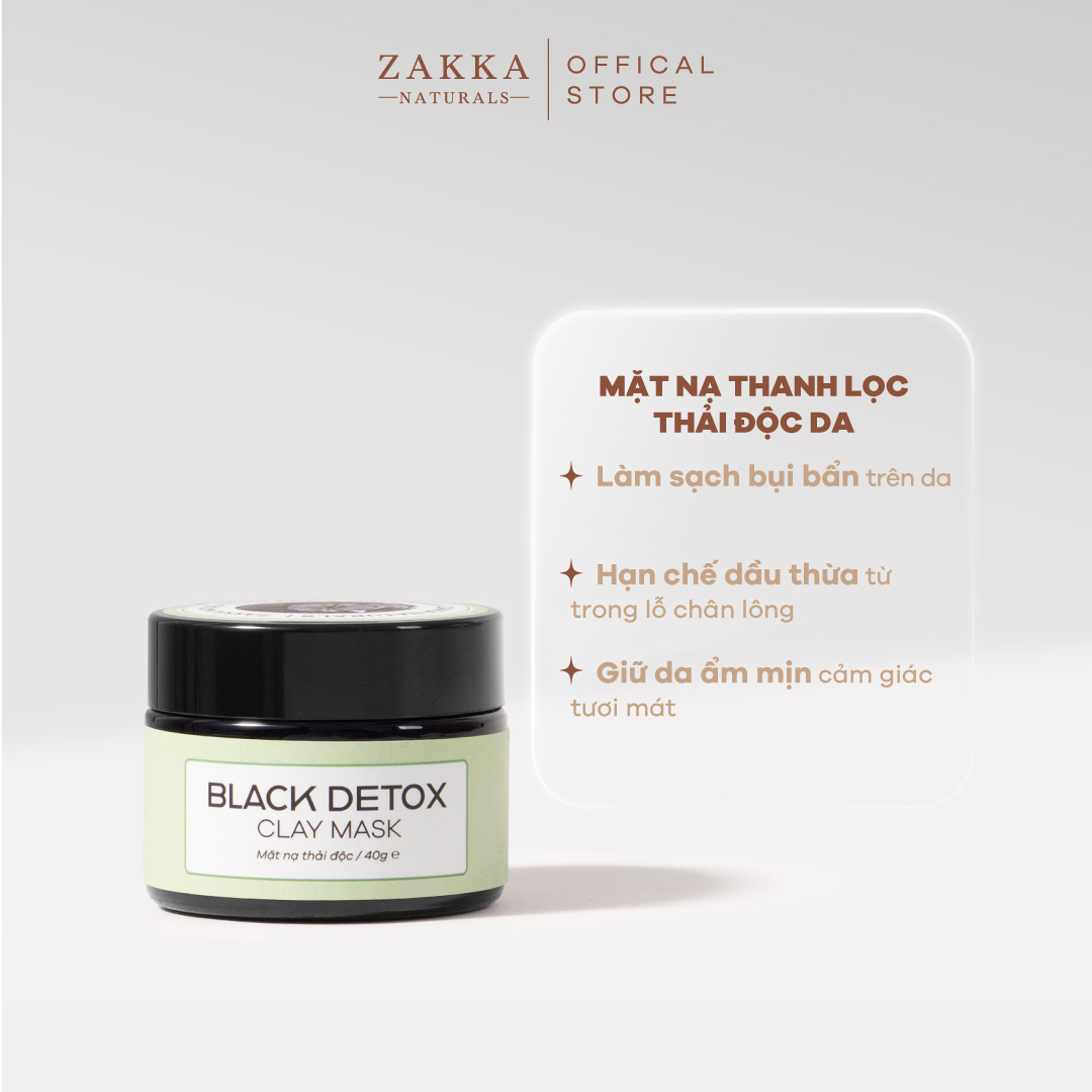 Mặt Nạ Đất Sét Than Hoạt Tính Thanh Lọc, Thải Độc Da - Detoxifying Charcoal Clay Mask 40g - Zakka Naturals